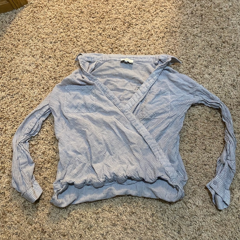 Lucky Brand Blue and White Striped Top- XS - Picture 1 of 4